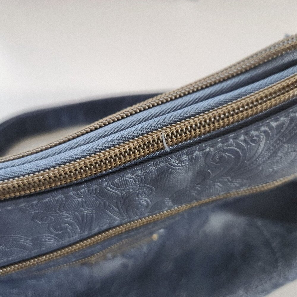 Stone & Co Embossed Smokey Denim Shoulder Bag With Adjustable Strap - Picture 10 of 14